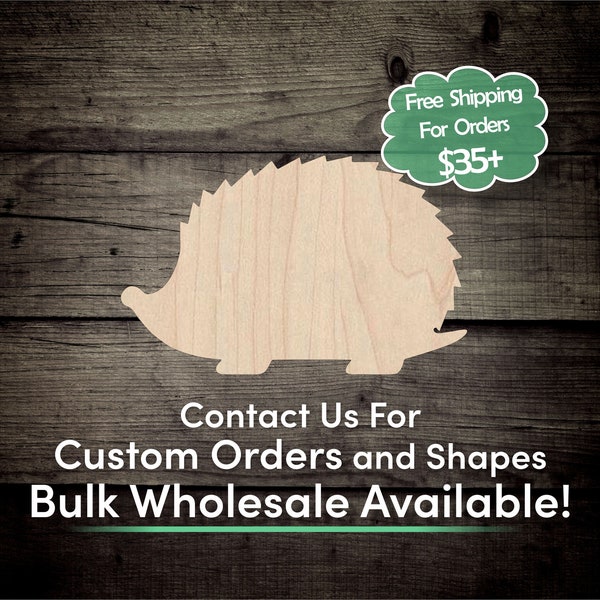 Hedgehog Unfinished Wood Cutout Shape - Laser Cut DIY Craft Bulk Wholesale Pricing Engraved