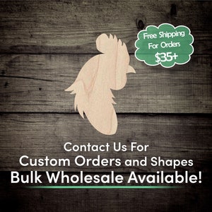 Chicken Rooster Head Unfinished Wood Cutout Shape - Laser Cut DIY Craft Bulk Wholesale Pricing Engraved