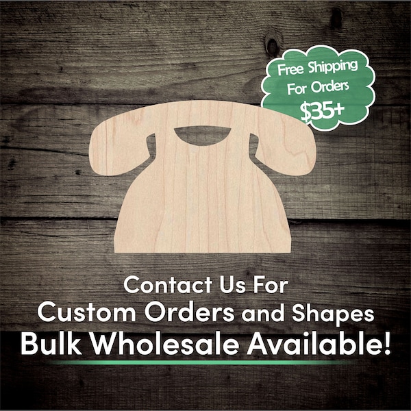 Telephone Unfinished Wood Cutout Shape - Laser Cut DIY Craft Bulk Wholesale Pricing Engraved