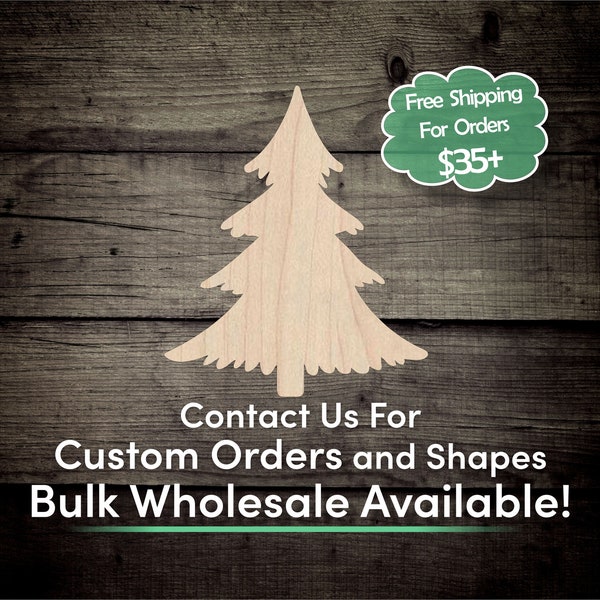 Christmas Tree Unfinished Wood Cutout Shape - Laser Cut DIY Craft Bulk Wholesale Pricing Engraved