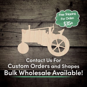 Tractor Unfinished Wood Cutout Shape - Laser Cut DIY Craft Bulk Wholesale Pricing Engraved