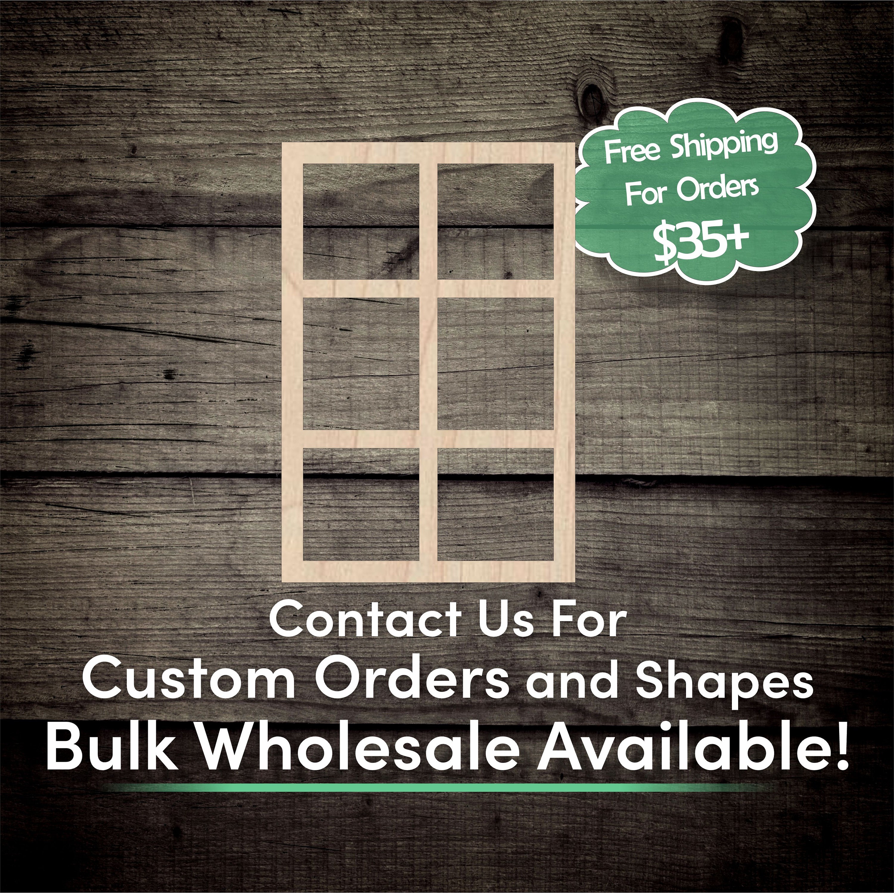 Rectangular Window Cutouts Rectangle Window Unfinished Wood Cutout Shape - Laser Cut DIY Craft ...