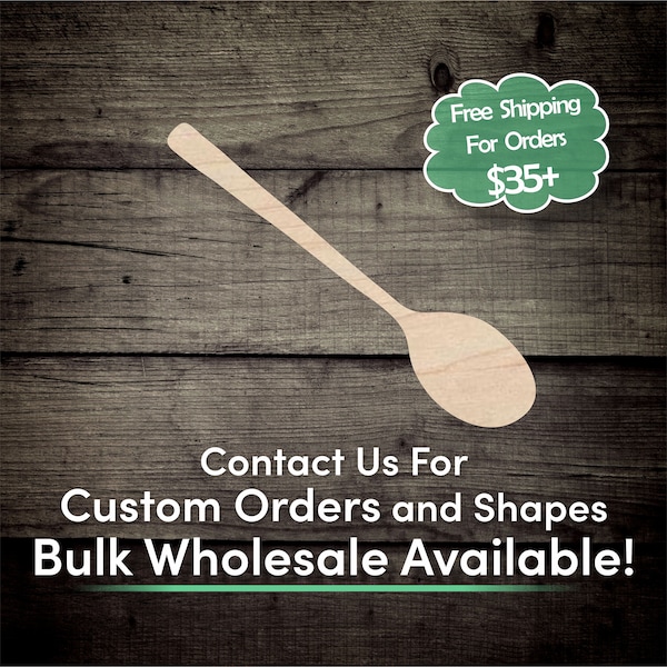 Spoon Unfinished Wood Cutout Shape - Laser Cut DIY Craft Bulk Wholesale Pricing Engraved