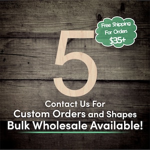 Number 5 Unfinished Wood Cutout Shape - Laser Cut DIY Craft Bulk Wholesale Pricing Engraved