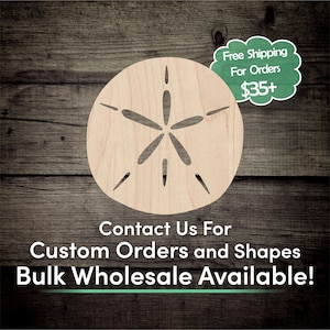 Sand Dollar Unfinished Wood Cutout Shape - Laser Cut DIY Craft Bulk Wholesale Pricing Engraved