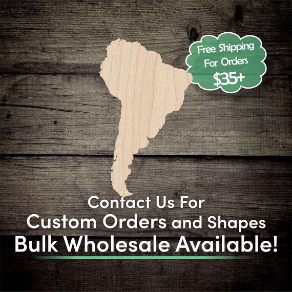 Continent South America - Laser Cut Out Unfinished Wood Craft Shape WLD8 Continent South America - Laser Cut Out Unfinished Wood Craft Shape WLD8