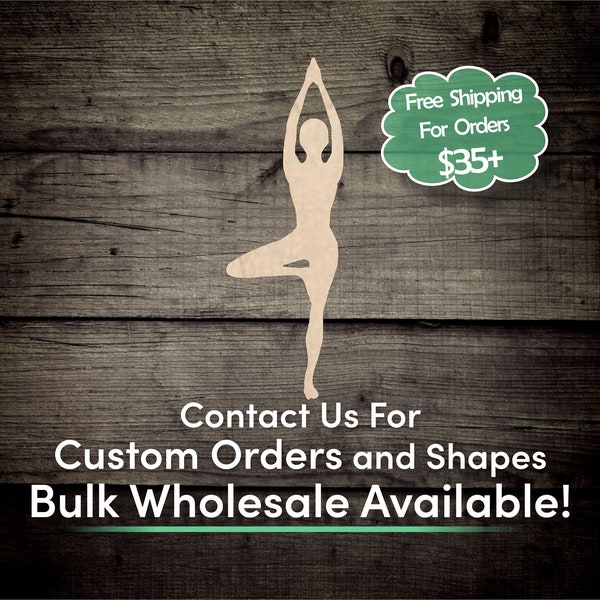 Yoga Unfinished Wood Cutout Shape - Laser Cut DIY Craft Bulk Wholesale Pricing Engraved