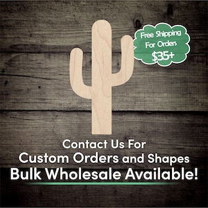 Cactus Unfinished Wood Cutout Shape - Laser Cut DIY Craft Bulk Wholesale Pricing Engraved