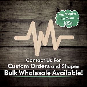 EKG Pulse Nurse EMT Unfinished Wood Cutout Shape - Laser Cut DIY Craft Engraved