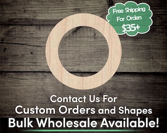 Ring Unfinished Wood Cutout Shape - Laser Cut DIY Craft Bulk Wholesale Pricing Engraved