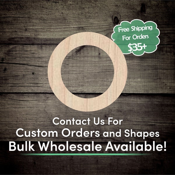 Ring Unfinished Wood Cutout Shape - Laser Cut DIY Craft Bulk Wholesale Pricing Engraved