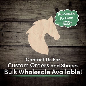 Horse Head Unfinished Wood Cutout Shape Laser Cut DIY Craft Bulk Wholesale Pricing Engraved image 1