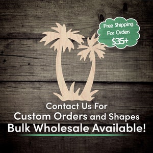 Palm Tree Unfinished Wood Cutout Shape - Laser Cut DIY Craft Bulk Wholesale Pricing Engraved