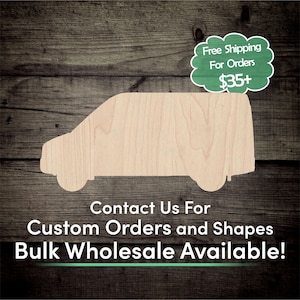 Sprinter Van Unfinished Wood Cutout Shape- Laser Cut DIY Craft Bulk Wholesale Pricing Engraved