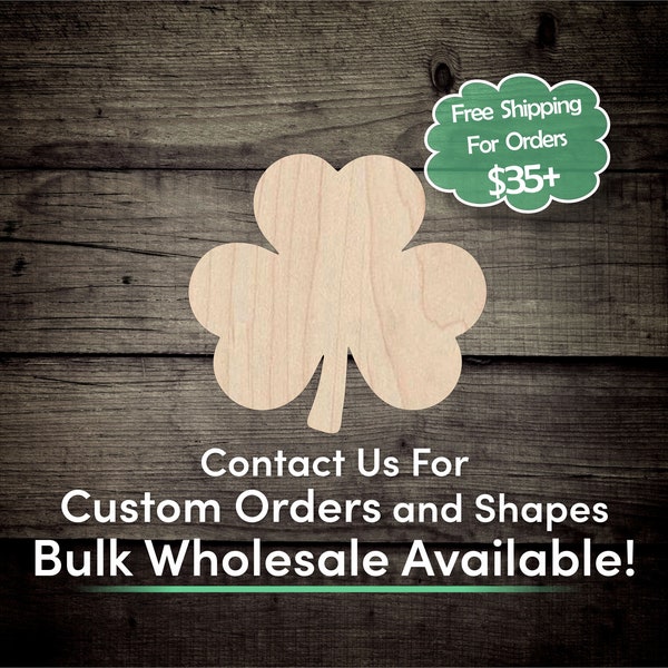 Shamrock 3 Three Clover Unfinished Wood Cutout Shape - Laser Cut DIY Craft Bulk Wholesale Pricing Engraved