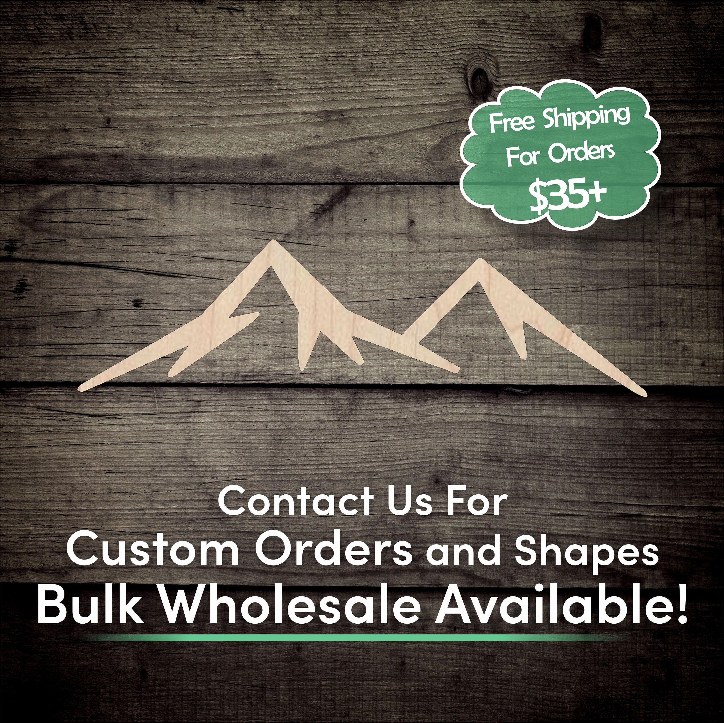 Mountain Range Unfinished Wood Cutout Shape - Laser Cut DIY Craft Bulk Wholesale Pricing Engraved