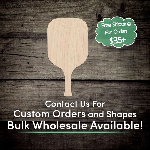 Pickleball Racket Unfinished Wood Cutout Shape - Laser Cut DIY Craft Bulk Wholesale Pricing Engraved