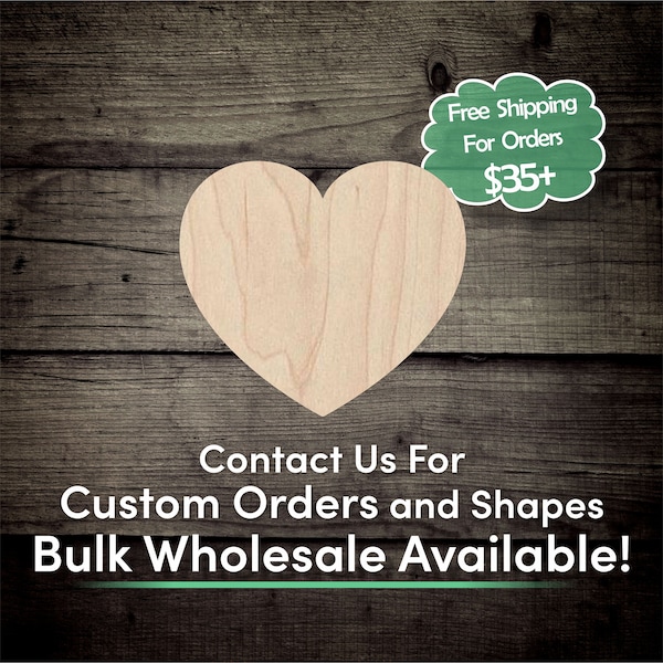 Round Heart Love Unfinished Wood Cutout Shape - Laser Cut DIY Craft Engraved