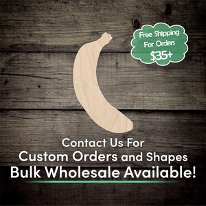 Banana Unfinished Wood Cutout Shape Laser Cut DIY Craft Bulk Wholesale Pricing Engraved image 1