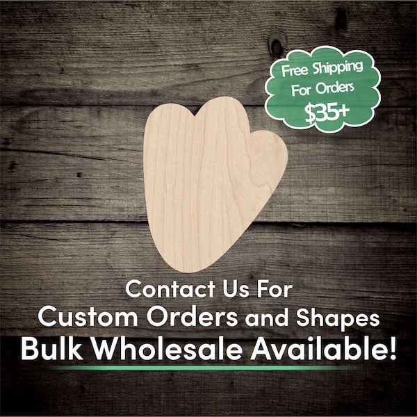 Bunny Foot Unfinished Wood Cutout Shape - Laser Cut DIY Craft Bulk Wholesale Pricing Engraved