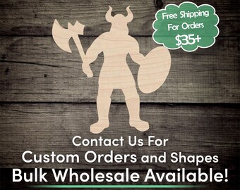 Viking Unfinished Wood Cutout Shape - Laser Cut DIY Craft Bulk Wholesale Pricing Engraved