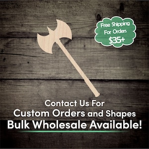 Battle Axe Unfinished Wood Cutout Shape - Laser Cut DIY Craft Bulk Wholesale Pricing Engraved