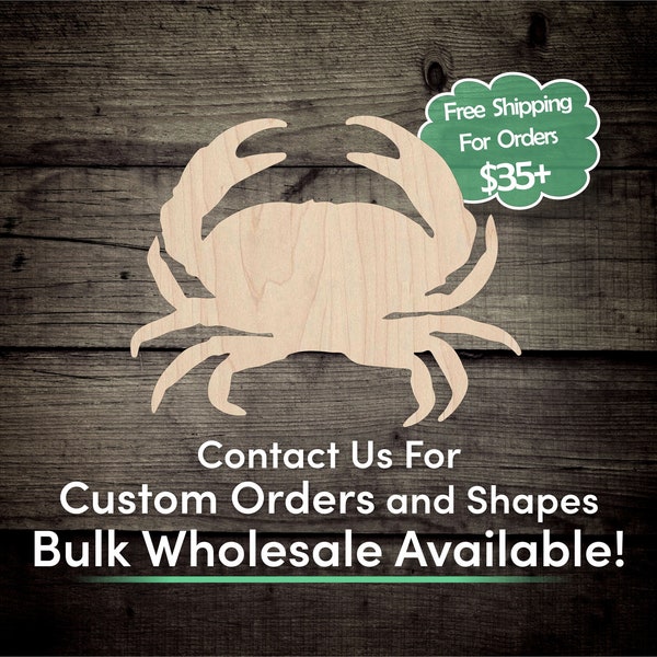 Crab Unfinished Wood Cutout Shape - Laser Cut DIY Craft Bulk Wholesale Pricing Engraved