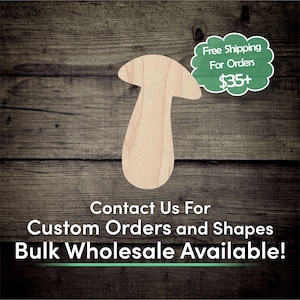 Chubby Mushroom Unfinished Wood Cutout Shape - Laser Cut DIY Craft Bulk Wholesale Pricing Engraved