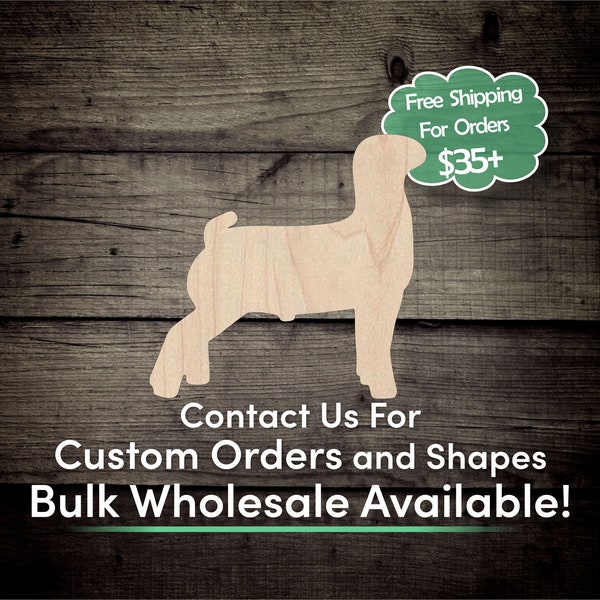 Show Goat Bracing Unfinished Wood Cutout Shape - Laser Cut DIY Craft Bulk Wholesale Pricing Engraved