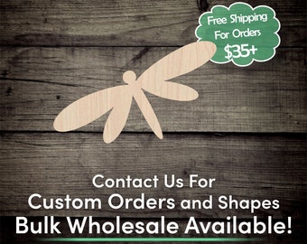 Dragonfly Unfinished Wood Cutout Shape - Laser Cut DIY Craft Bulk Wholesale Pricing Engraved