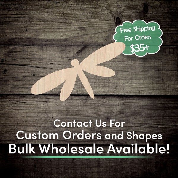 Dragonfly Unfinished Wood Cutout Shape - Laser Cut DIY Craft Bulk Wholesale Pricing Engraved