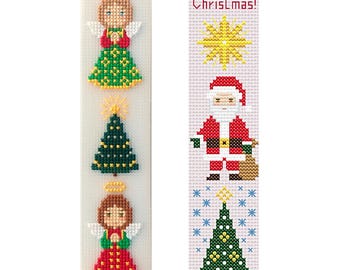 Christmas Angels Cross Stitch Border PDF, Santa, Christmas Tree Bookmark Pattern