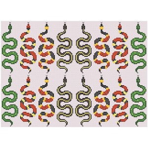 Borde de punto de cruz de serpientes (PDF, patrón de marcapáginas digital)
