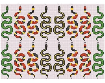 Snakes Cross Stitch Border PDF, Digital Bookmark Pattern