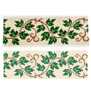 Ivy Cross Stitch Bookmark PDF, Green Leaves Vine Border Digital Pattern