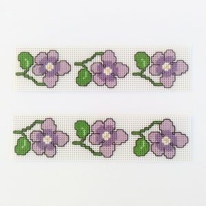 Violets Cross Stitch Bookmark PDF, Purple Flowers Border Digital Pattern