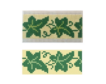 Ivy Cross Stitch Border, Bookmark PDF Pattern, Simple Plant Embroidery