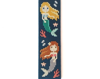 Mermaids Cross Stitch Border PDF, Sea Life Bookmark Pattern