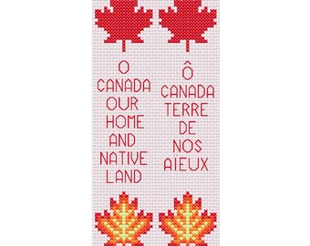 O Canada Maple Leaf Cross Stitch Bookmark PDF Pattern