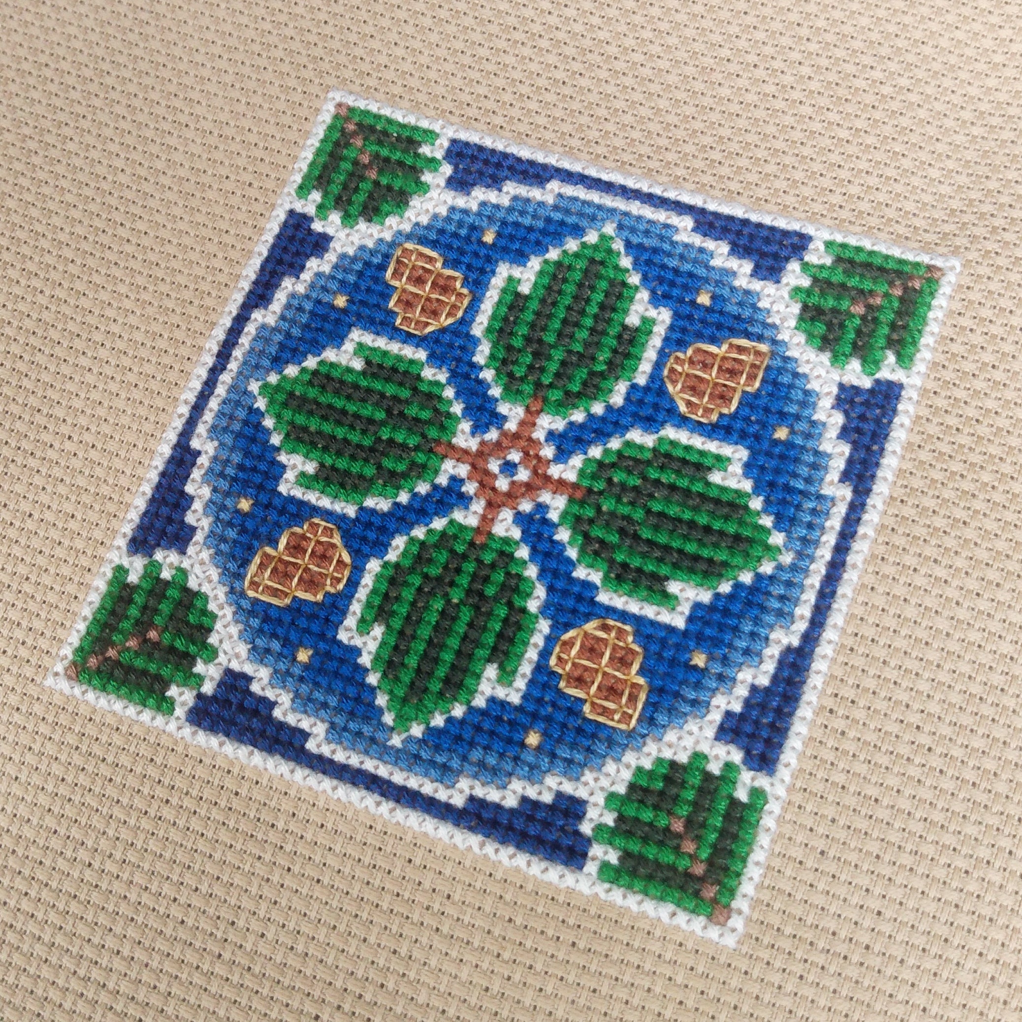 Pine Tree Square Cross Stitch Pattern Decorative Cushion PDF - Etsy
