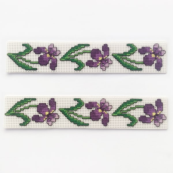 Irises Cross Stitch Bookmark PDF, Purple Flowers Border Digital Pattern