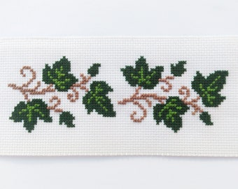 Ivy Cross Stitch Bookmark PDF, Dark Green Leaves Digital Pattern