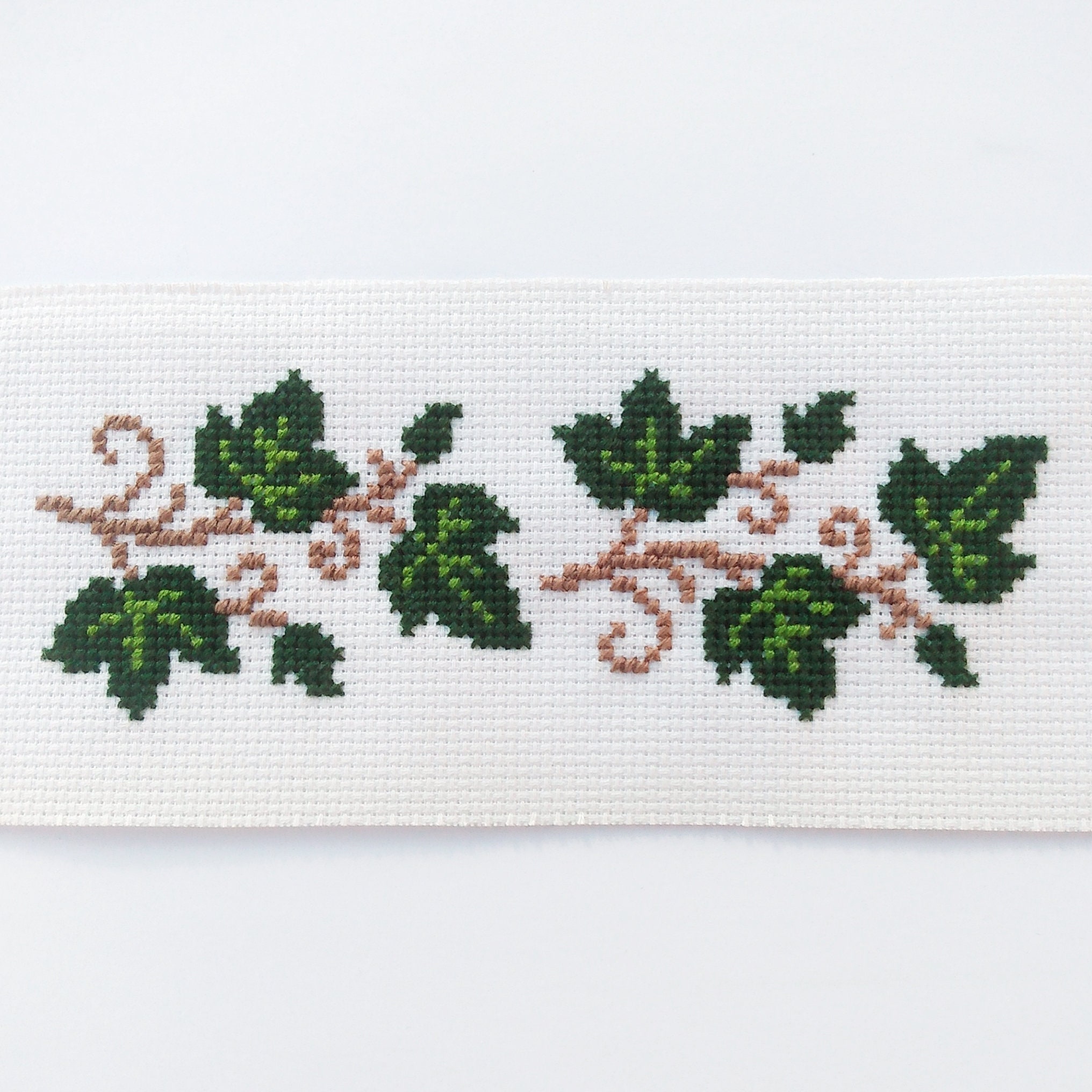 Ivy Cross Stitch Bookmark PDF, Dark Green Leaves Digital Pattern Etsy