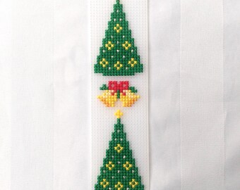 Christmas Trees and Bells Cross Stitch Bookmark PDF Pattern