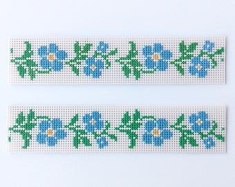 Forget-me-nots Cross Stitch Bookmark PDF, Blue Flowers Border Digital Pattern