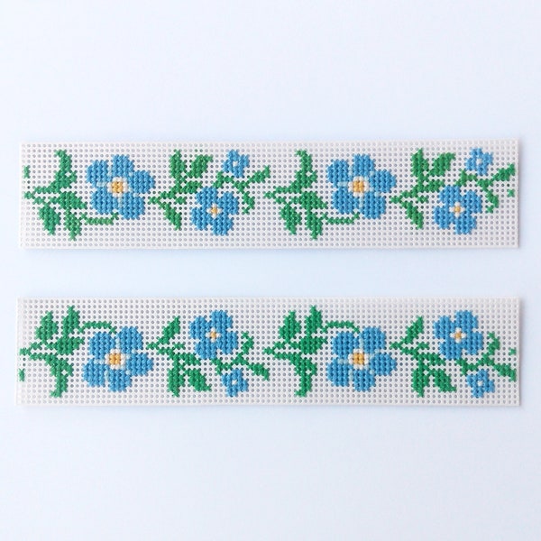 Forget-me-nots Cross Stitch Bookmark PDF, Blue Flowers Border Digital Pattern