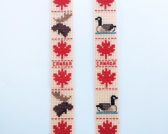 Canadian Animals Cross Stitch Bookmark PDF, Moose and Canada Goose Pattern