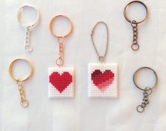 Red Heart Cross Stitch Plastic Canvas Keychain