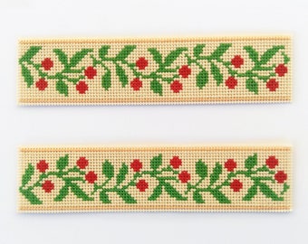 Cherries Cross Stitch Border with Corners and Mirrored Image, Bookmark PDF Pattern