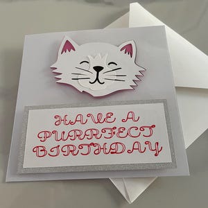 black or White Pussy Cat 3D Birthday Card